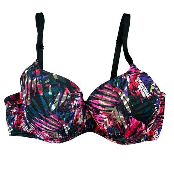 Victoria’s Secret PINK Tropical Black & Pink Bra 36DD - Picture 1 of 4
